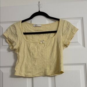 Elegant Yellow Crop Top with Bow Accent